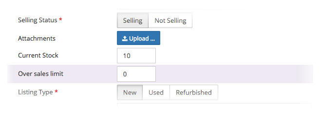 Inventory Options Inventory Options
