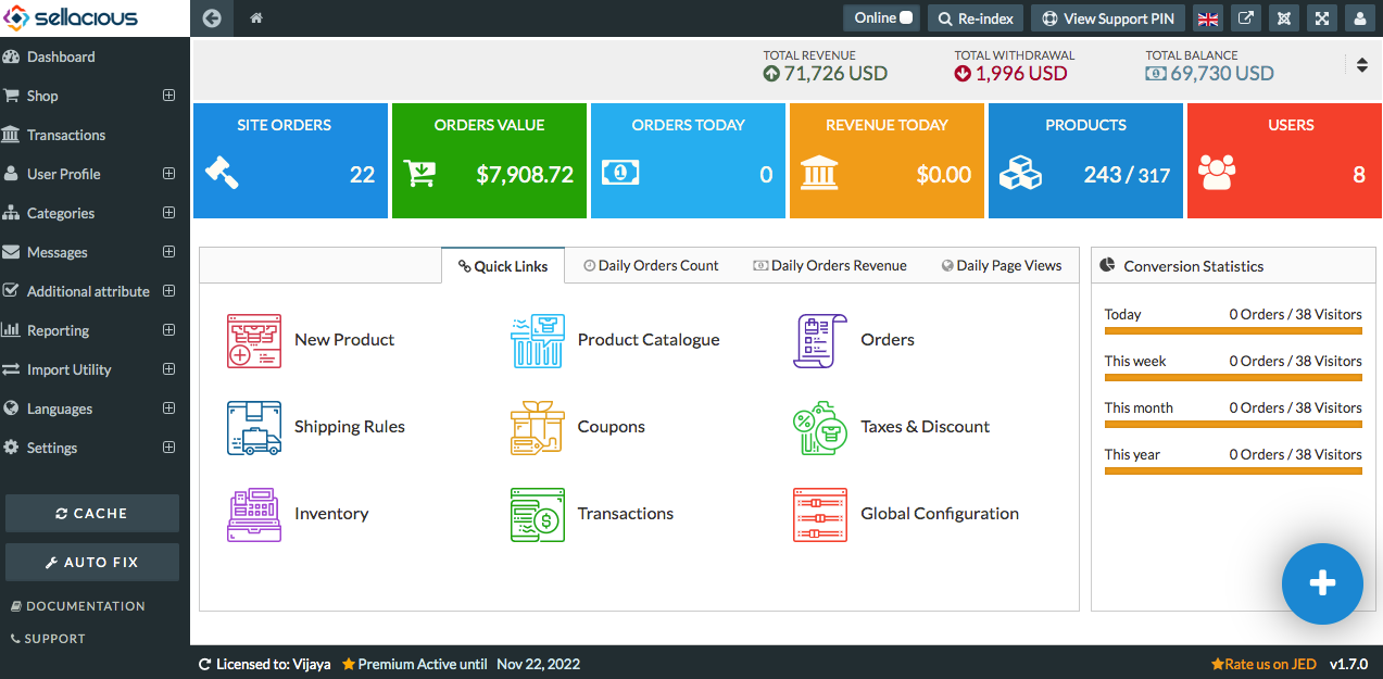 B2ap3 Large Sellacious Backend Dashboard