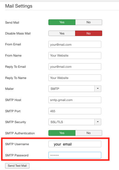 SMTP password Test