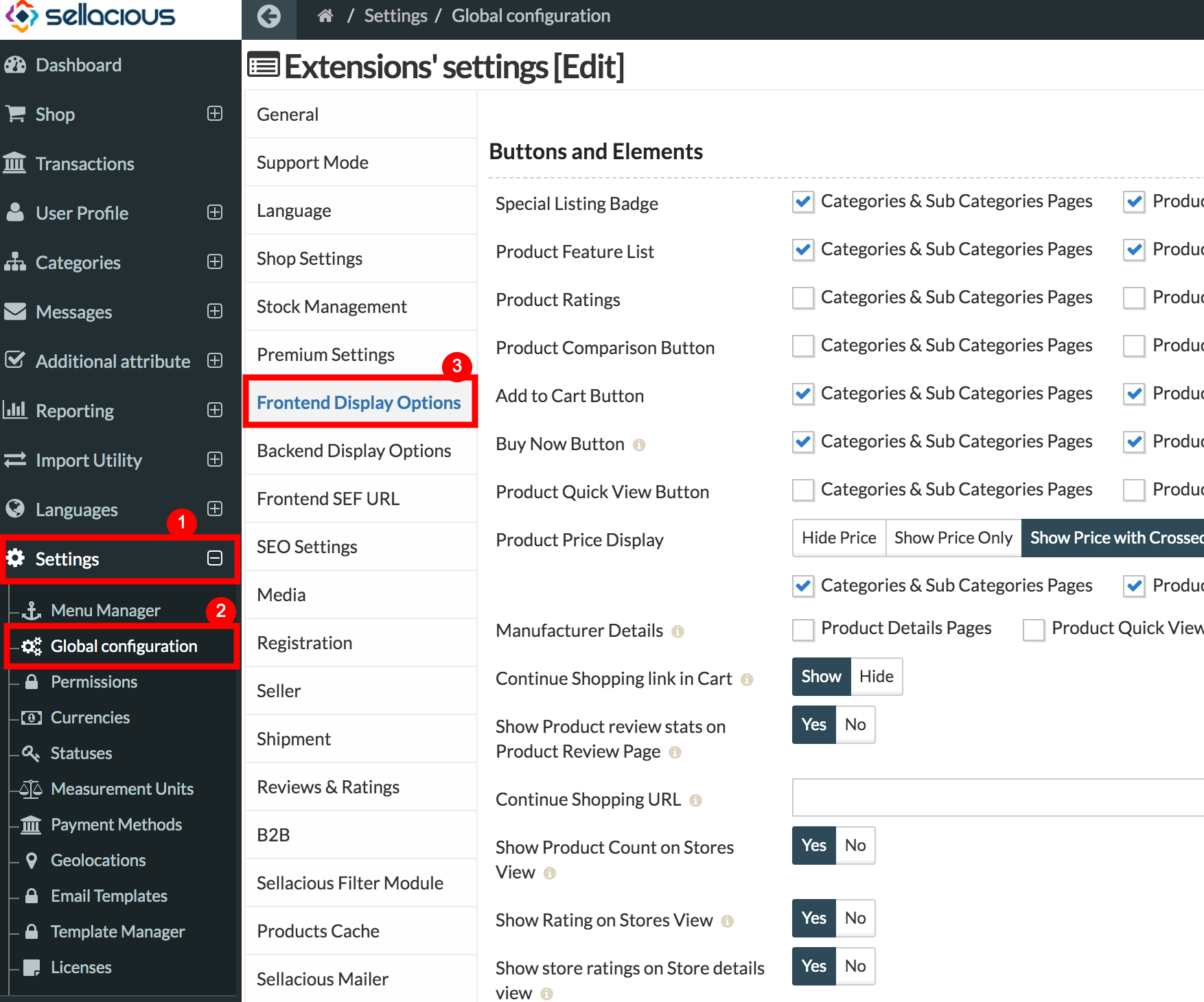 frontend Display Option