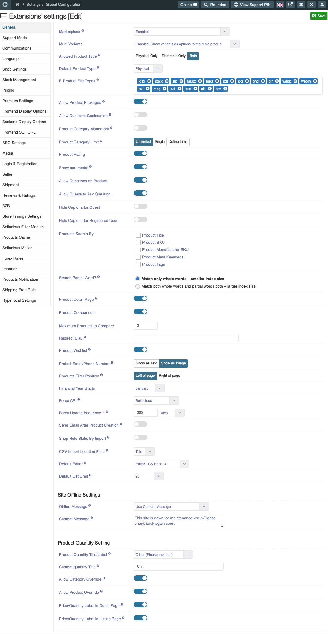 Extension Setting