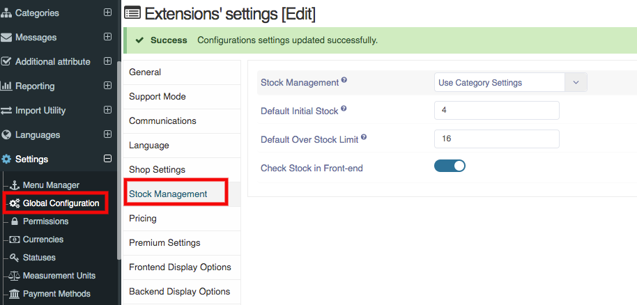 Check Stock in Front-end