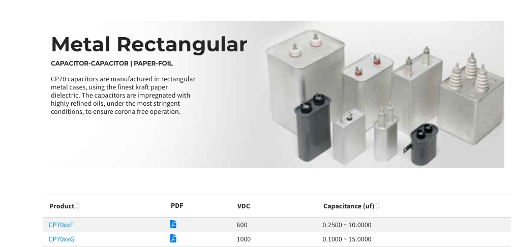 Metal Rectangular Capacitor